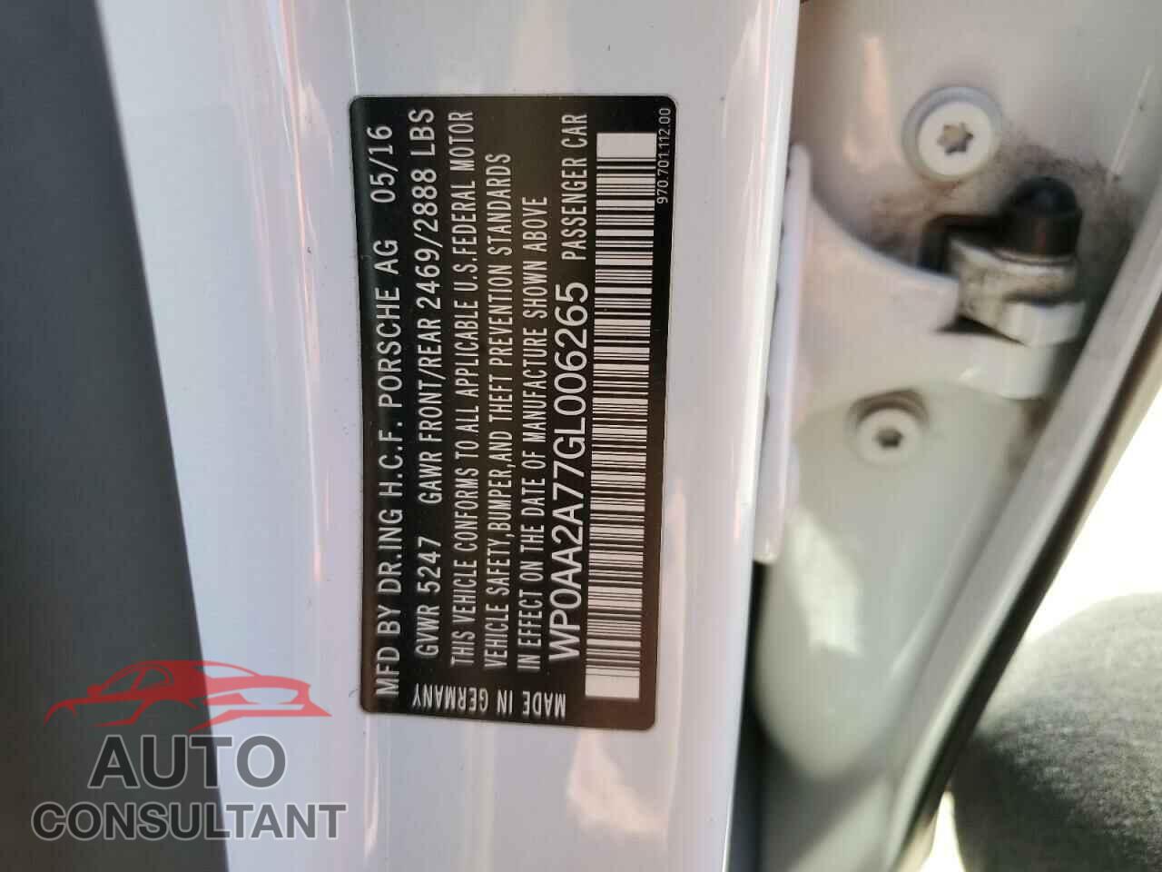 PORSCHE PANAMERA 2016 - WP0AA2A77GL006265