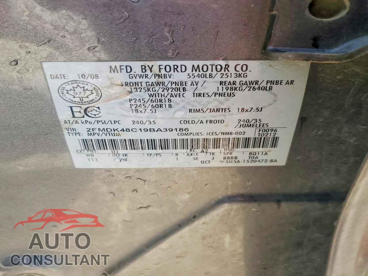 FORD EDGE 2009 - 2FMDK48C19BA39186