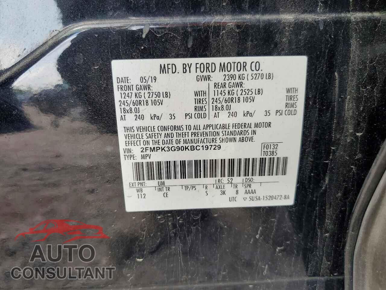 FORD EDGE 2019 - 2FMPK3G90KBC19729