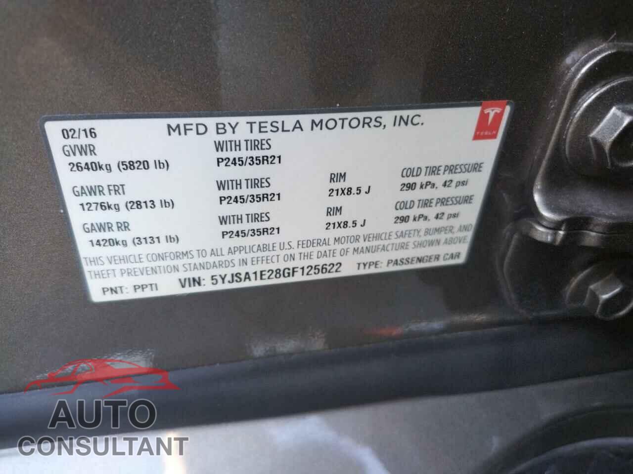 TESLA MODEL S 2016 - 5YJSA1E28GF125622