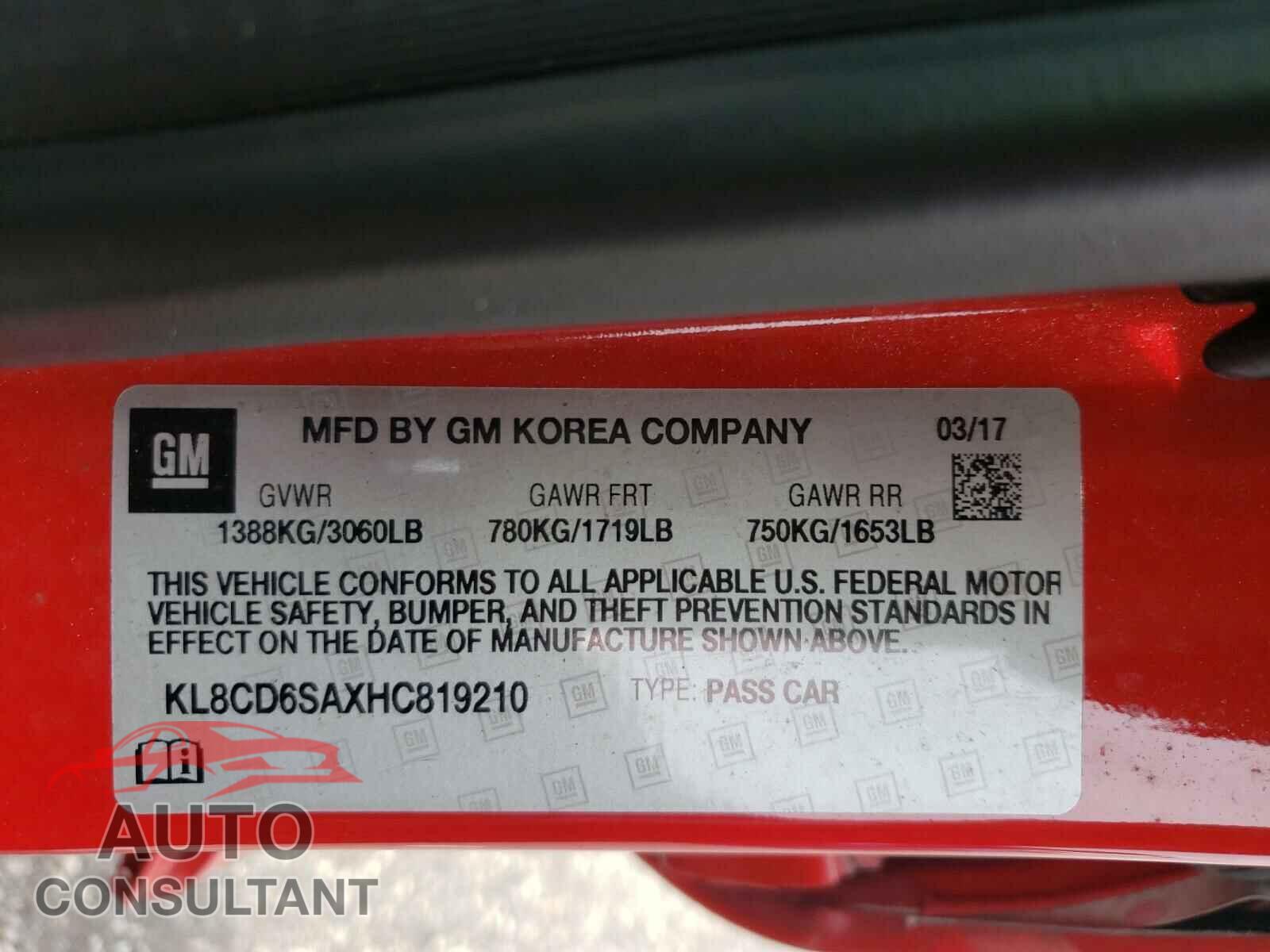 CHEVROLET SPARK 2017 - KL8CD6SAXHC819210