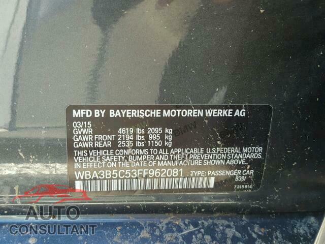 BMW 3 SERIES 2015 - WBA3B5C53FF962081