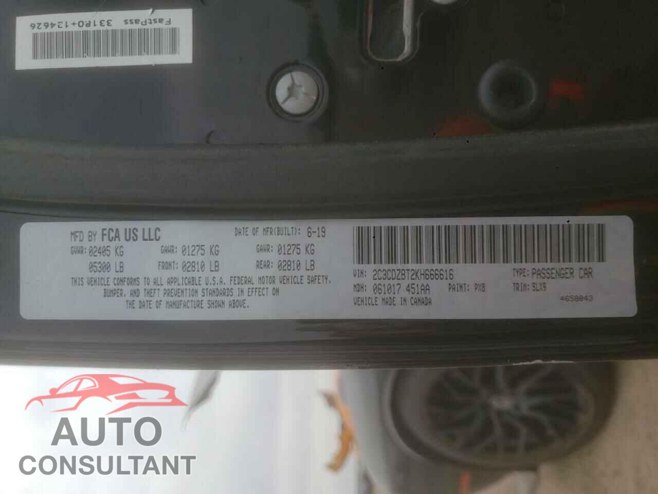 DODGE CHALLENGER 2019 - 2C3CDZBT2KH666616