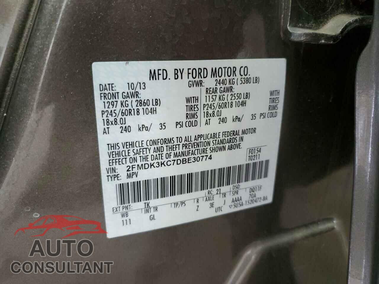 FORD EDGE 2013 - 2FMDK3KC7DBE30774