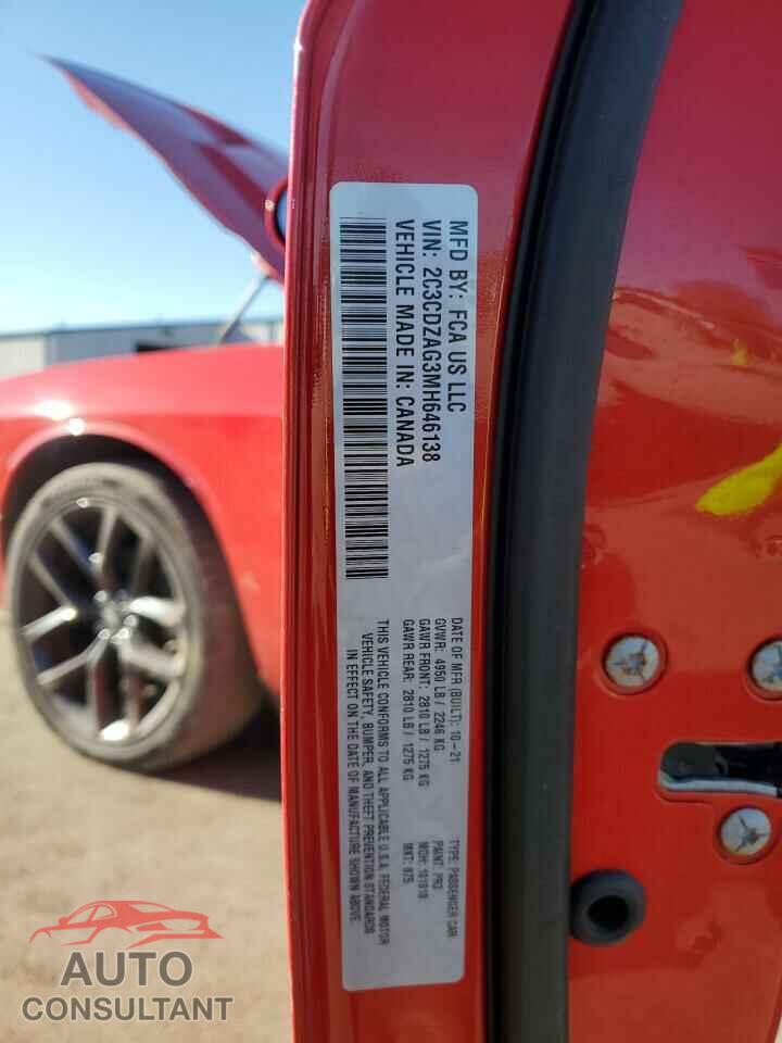 DODGE CHALLENGER 2021 - 2C3CDZAG3MH646138