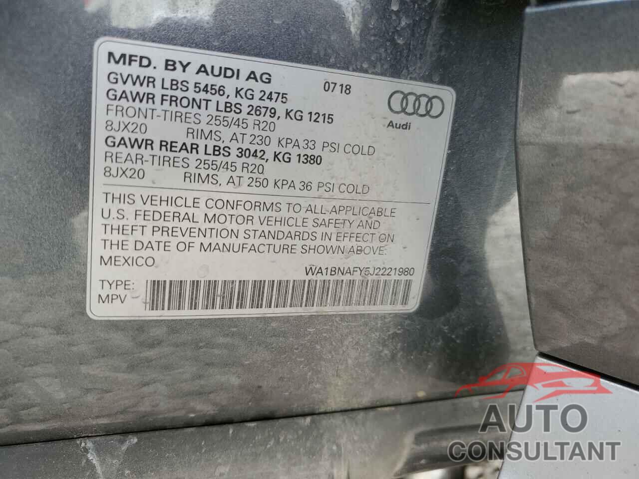 AUDI Q5 2018 - WA1BNAFY5J2221980