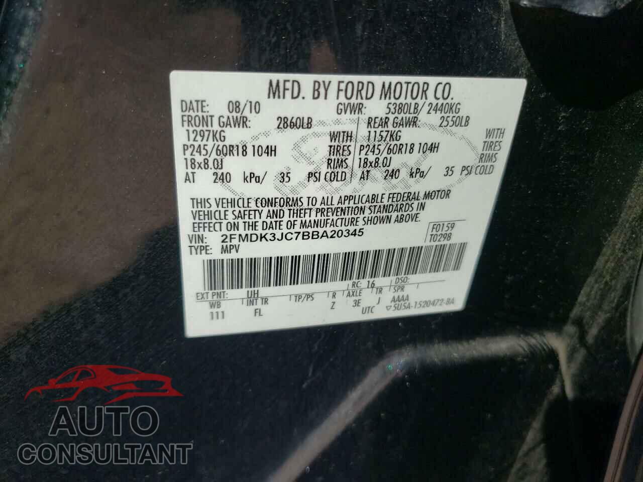 FORD EDGE 2011 - 2FMDK3JC7BBA20345