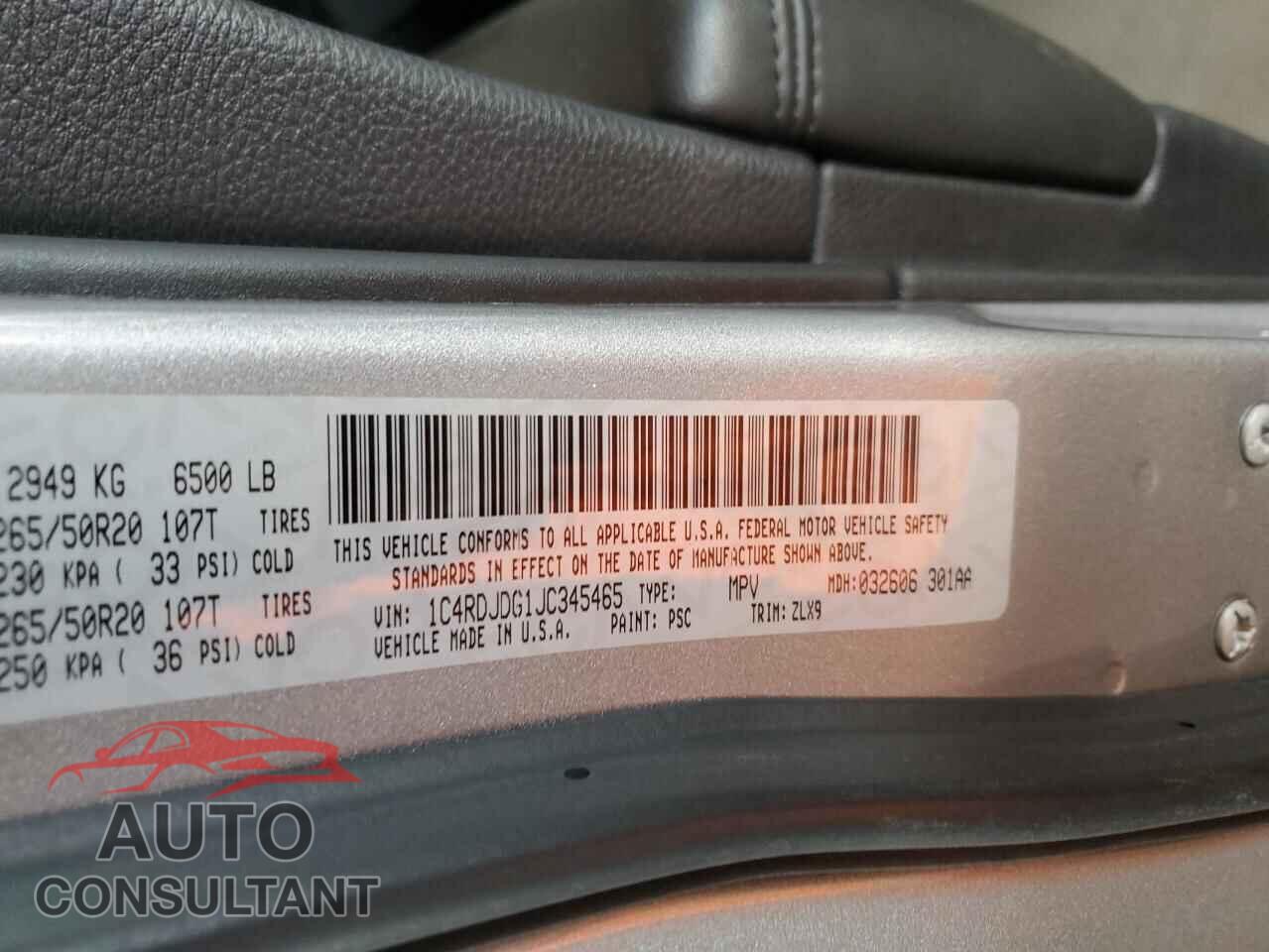 DODGE DURANGO 2018 - 1C4RDJDG1JC345465