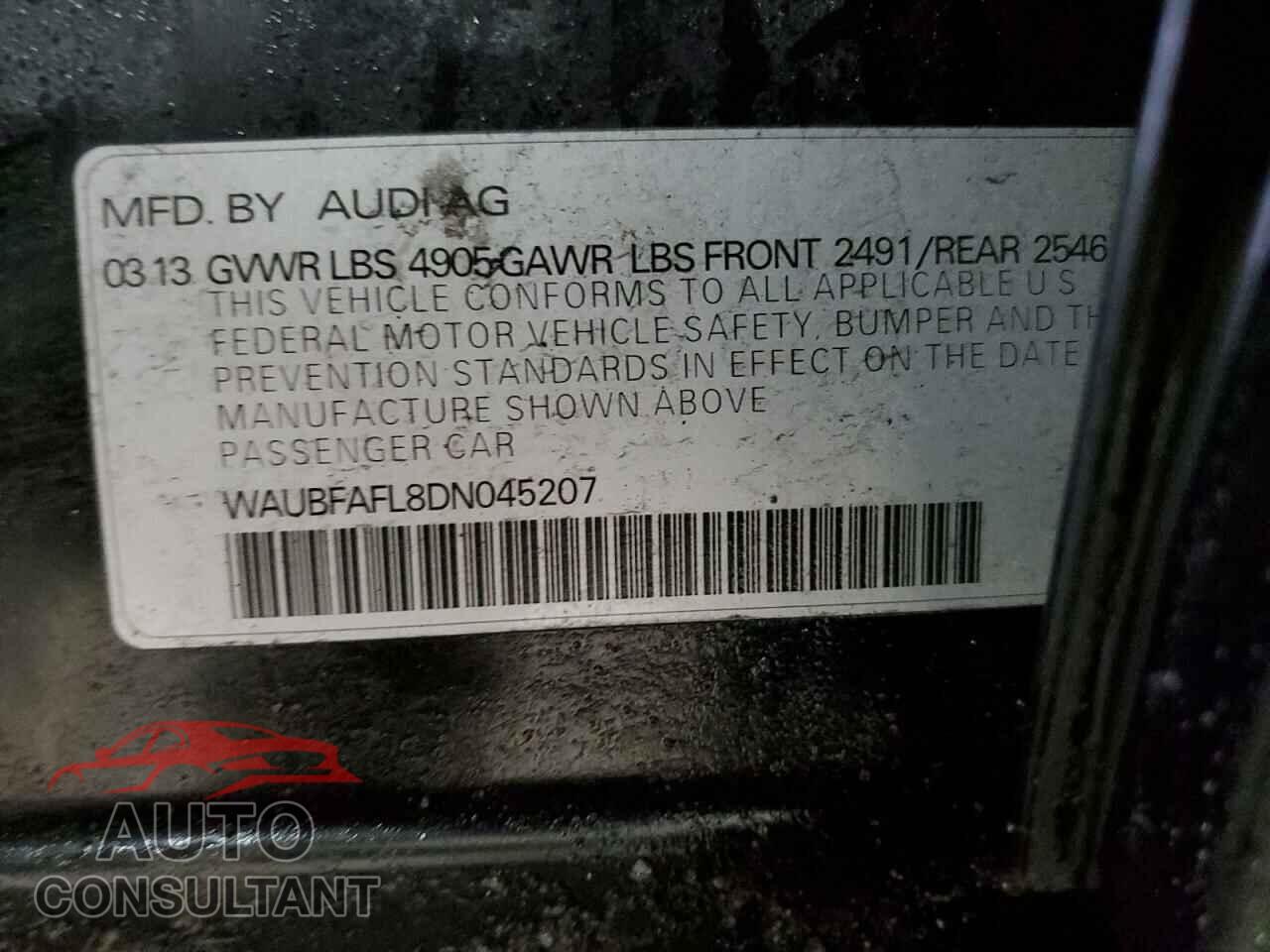 AUDI A4 2013 - WAUBFAFL8DN045207