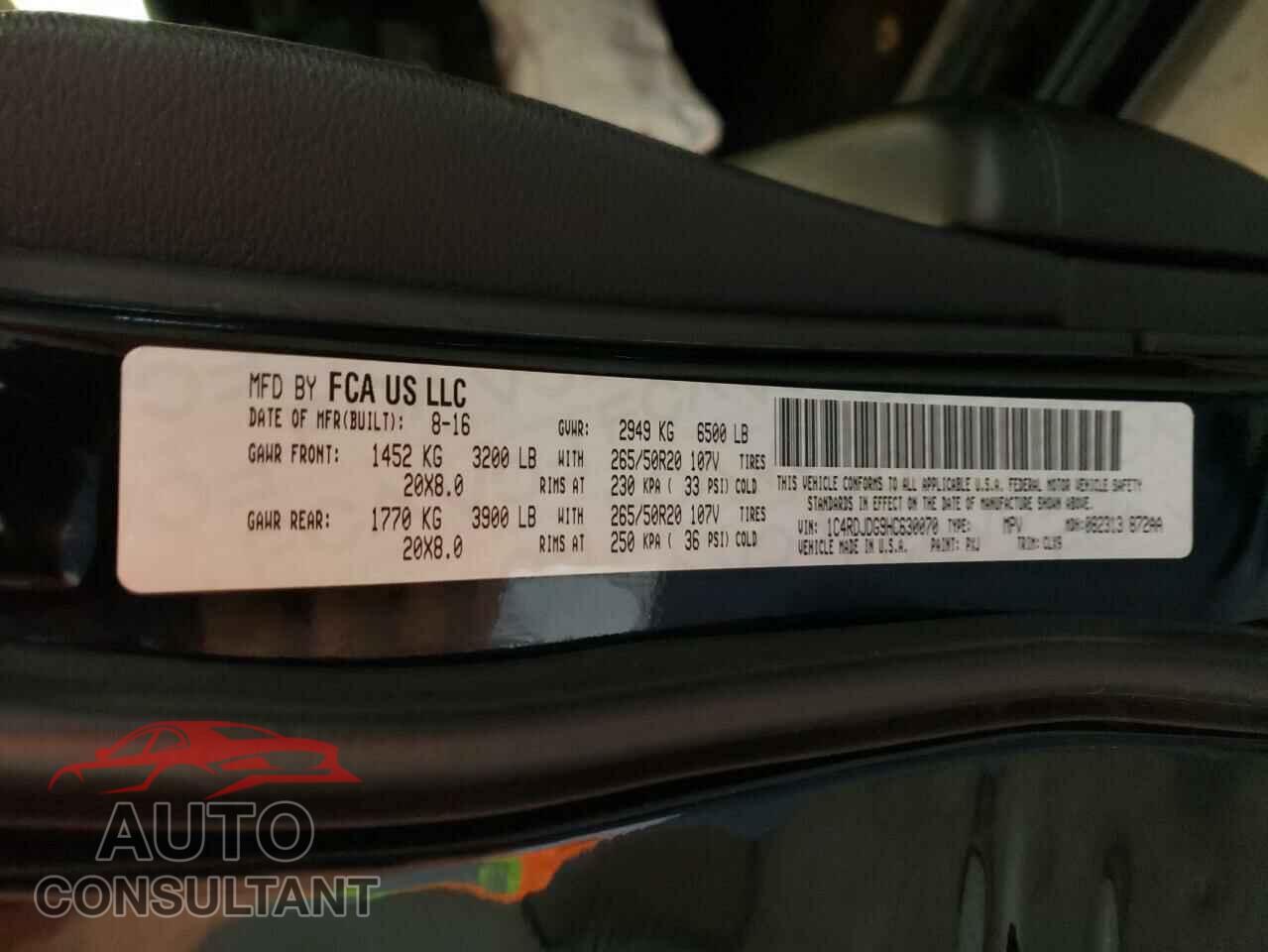 DODGE DURANGO 2017 - 1C4RDJDG9HC630070