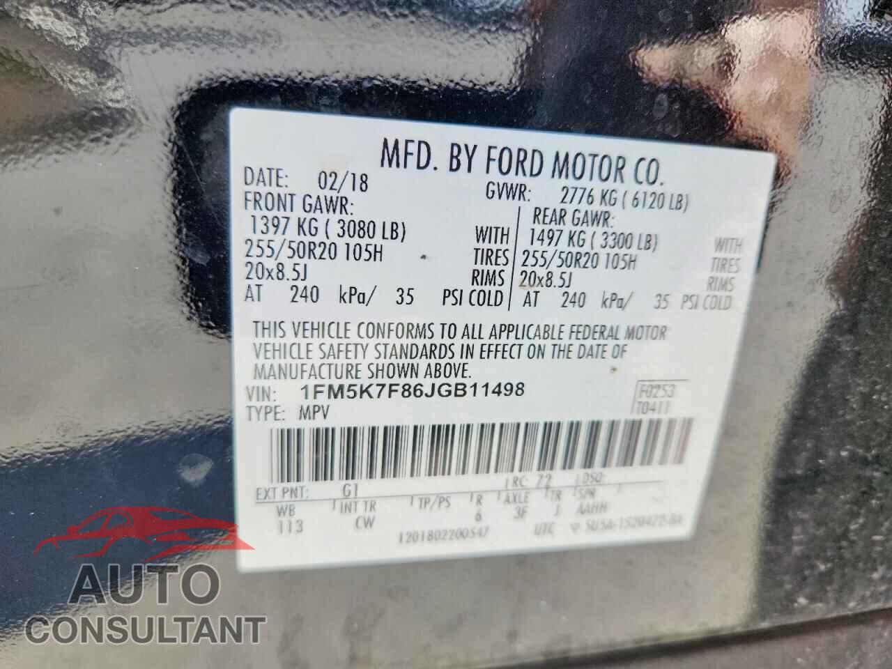 FORD EXPLORER 2018 - 1FM5K7F86JGB11498