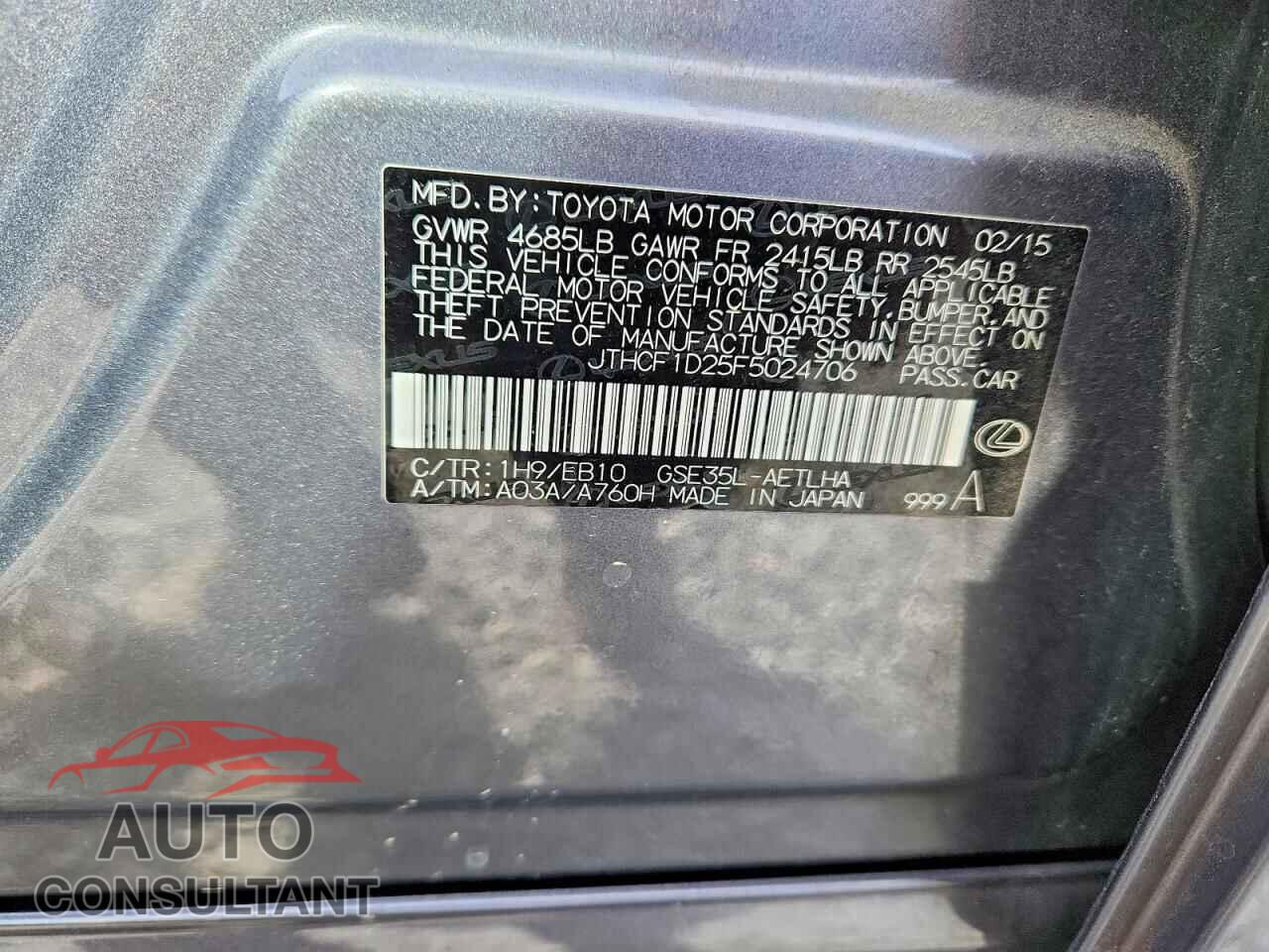 LEXUS IS 2015 - JTHCF1D25F5024706
