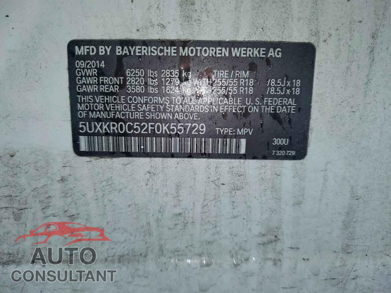 BMW X5 2015 - 5UXKR0C52F0K55729