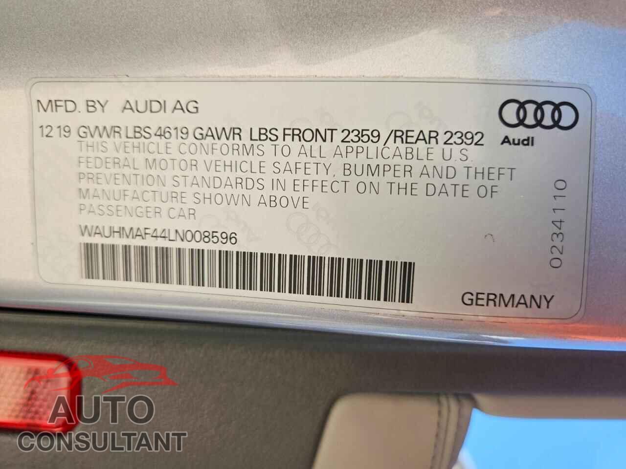AUDI A4 2020 - WAUHMAF44LN008596