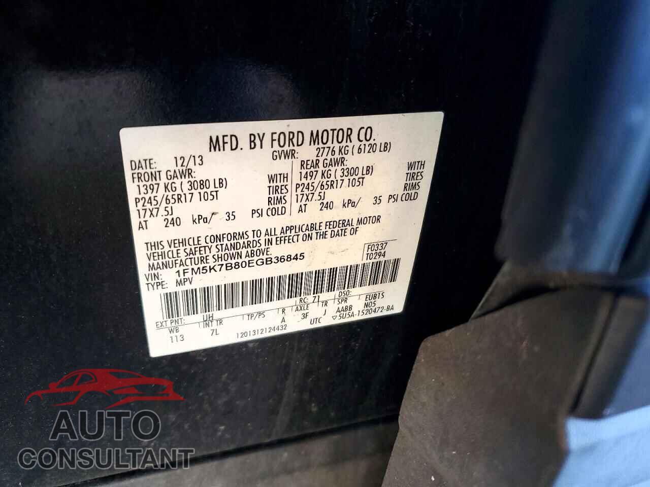 FORD EXPLORER 2014 - 1FM5K7B80EGB36845