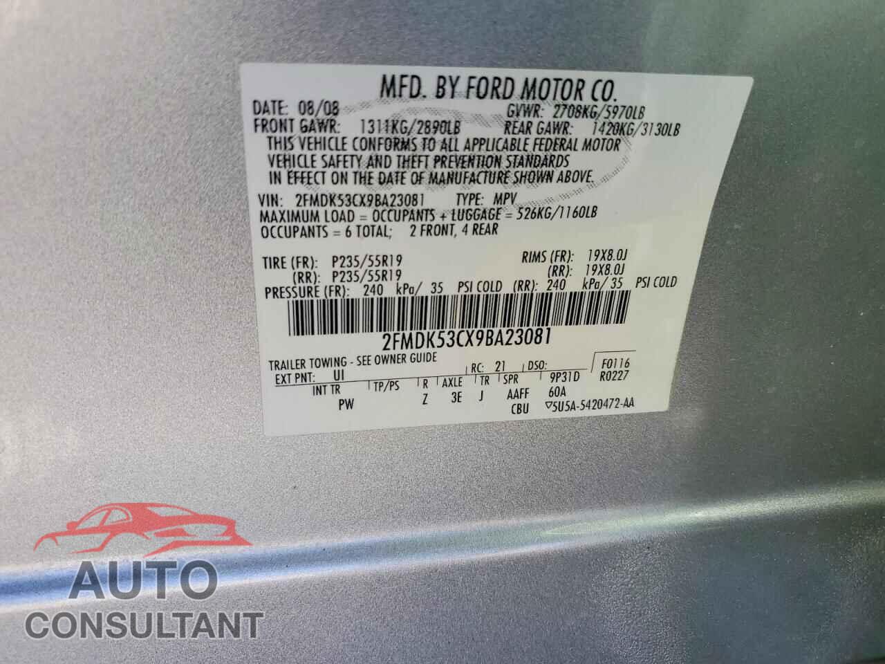 FORD FLEX 2009 - 2FMDK53CX9BA23081