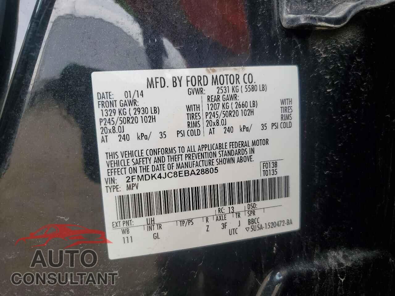 FORD EDGE 2014 - 2FMDK4JC8EBA28805