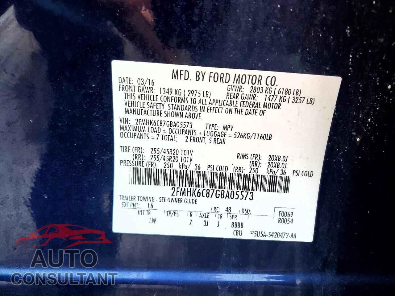 FORD FLEX 2016 - 2FMHK6C87GBA05573