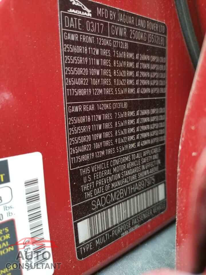 JAGUAR F-PACE 2017 - SADCM2BV1HA897975