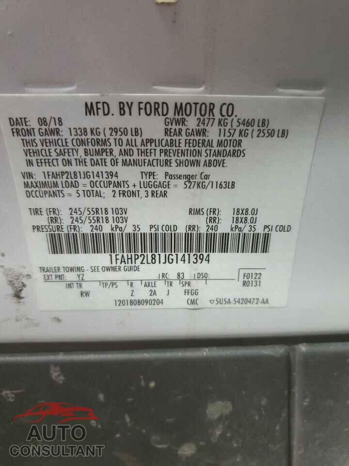 FORD TAURUS 2018 - 1FAHP2L81JG141394