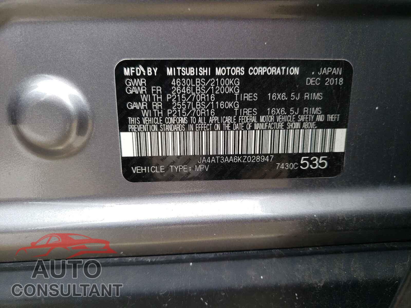MITSUBISHI ECLIPSE 2019 - JA4AT3AA6KZ028947