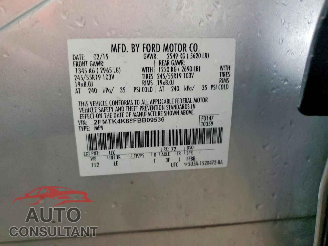 FORD EDGE 2015 - 2FMTK4K88FBB09536