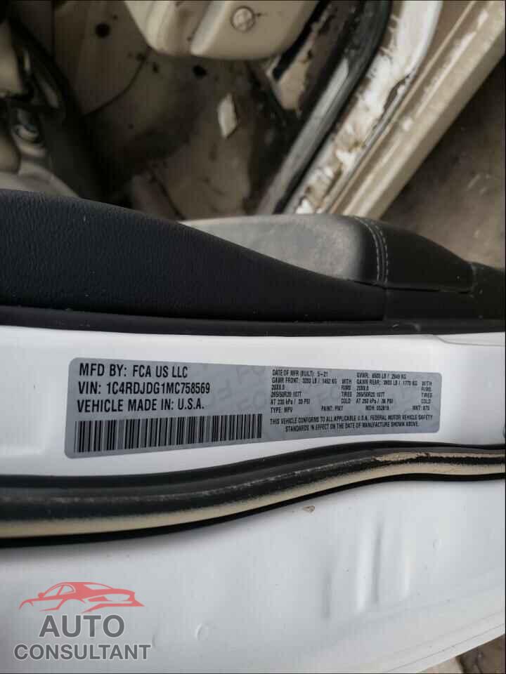 DODGE DURANGO 2021 - 1C4RDJDG1MC758569