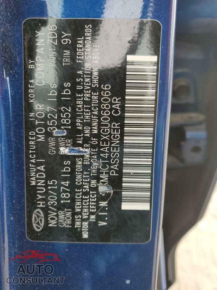 HYUNDAI ACCENT 2016 - KMHCT4AEXGU068066