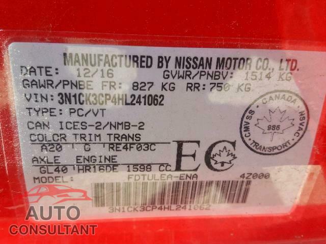 NISSAN MICRA 2017 - 3N1CK3CP4HL241062