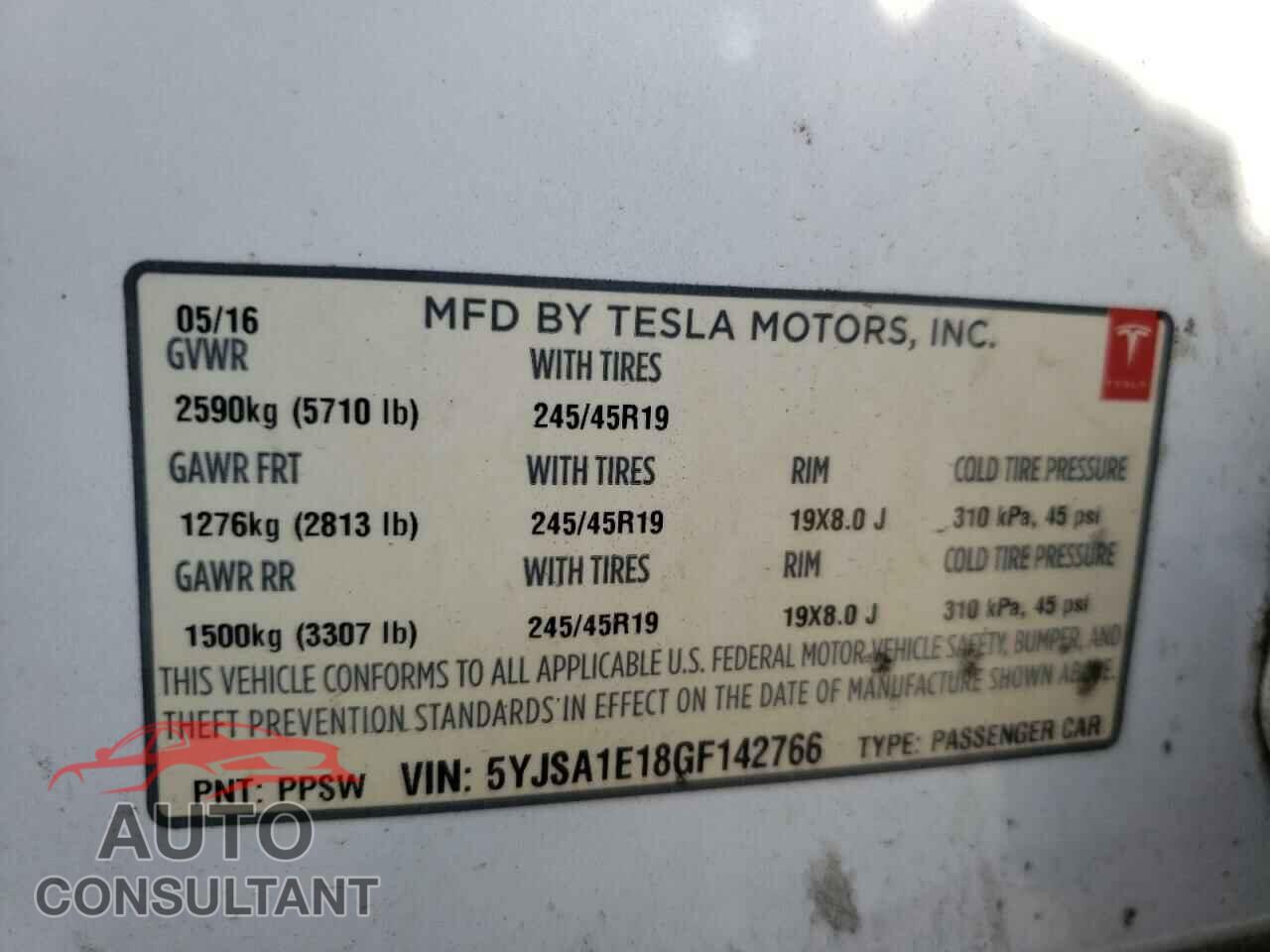 TESLA MODEL S 2016 - 5YJSA1E18GF142766