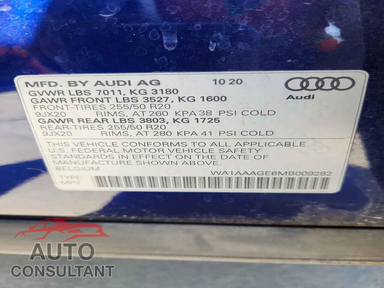 AUDI E-TRON 2021 - WA1AAAGE6MB009282