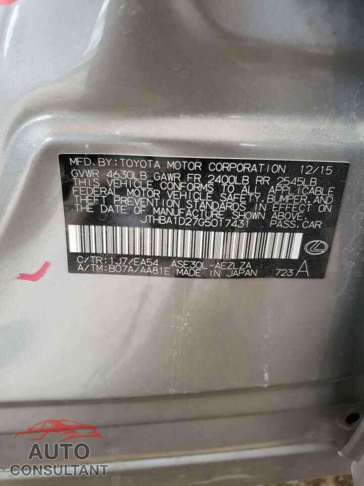 LEXUS IS 2016 - JTHBA1D27G5017431