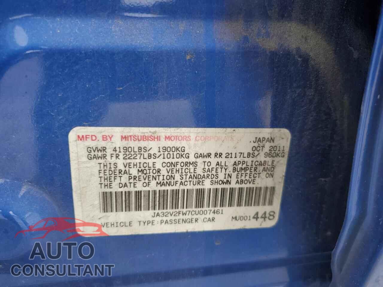 MITSUBISHI LANCER 2012 - JA32V2FW7CU007461