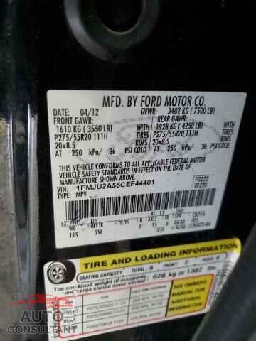 FORD EXPEDITION 2012 - 1FMJU2A55CEF44401