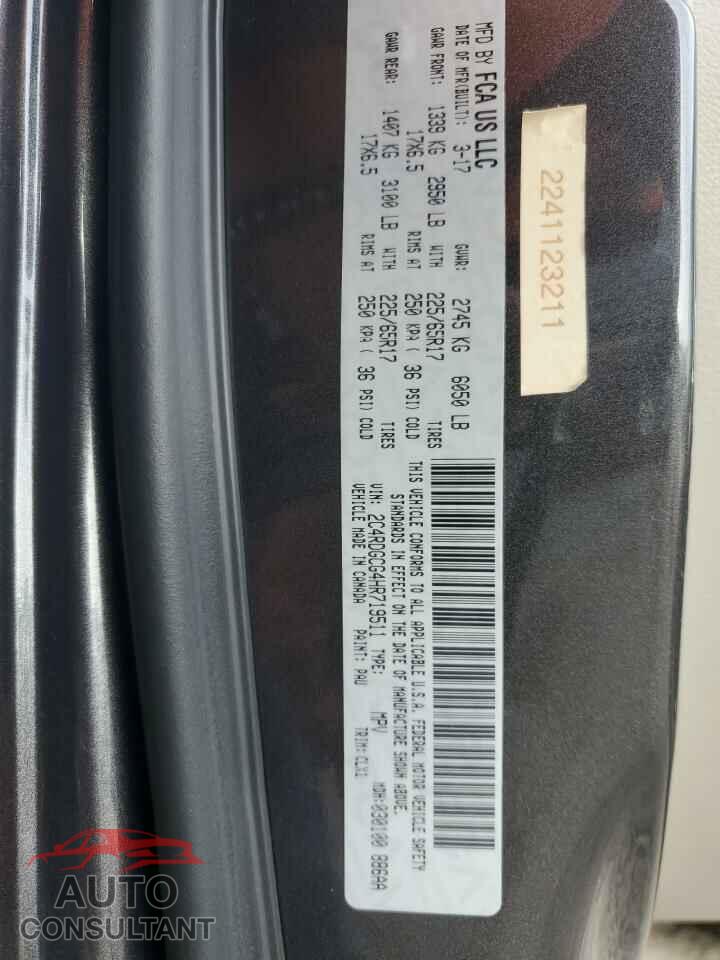 DODGE CARAVAN 2017 - 2C4RDGCG4HR719511