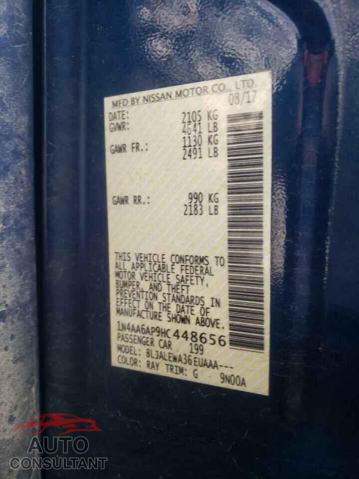 NISSAN MAXIMA 2017 - 1N4AA6AP9HC448656
