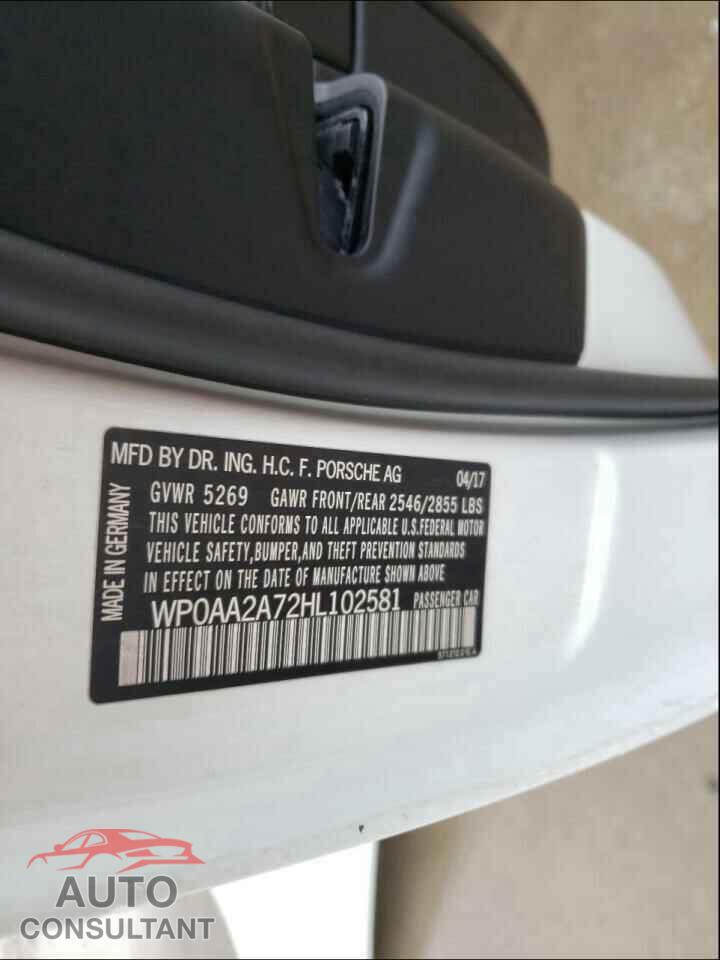 PORSCHE PANAMERA 2017 - WP0AA2A72HL102581