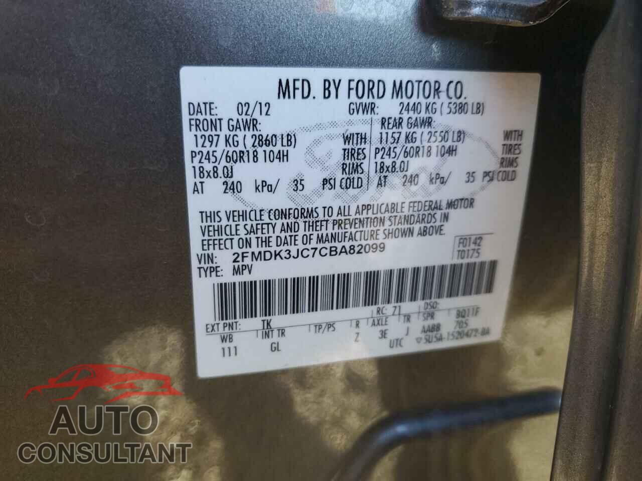 FORD EDGE 2012 - 2FMDK3JC7CBA82099