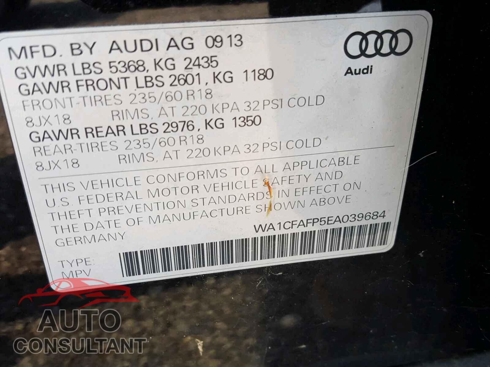 AUDI Q5 2014 - WA1CFAFP5EA039684