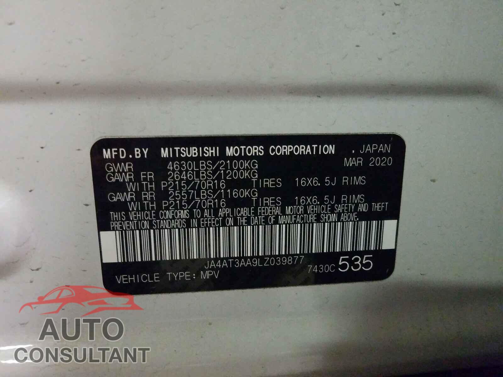 MITSUBISHI ECLIPSE 2020 - JA4AT3AA9LZ039877