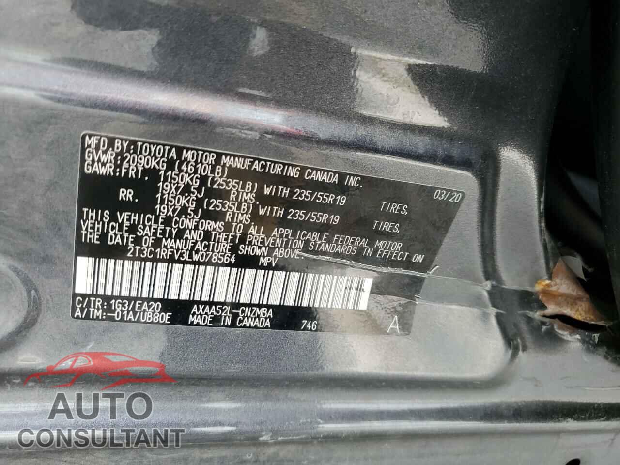 TOYOTA RAV4 2020 - 2T3C1RFV3LW078564