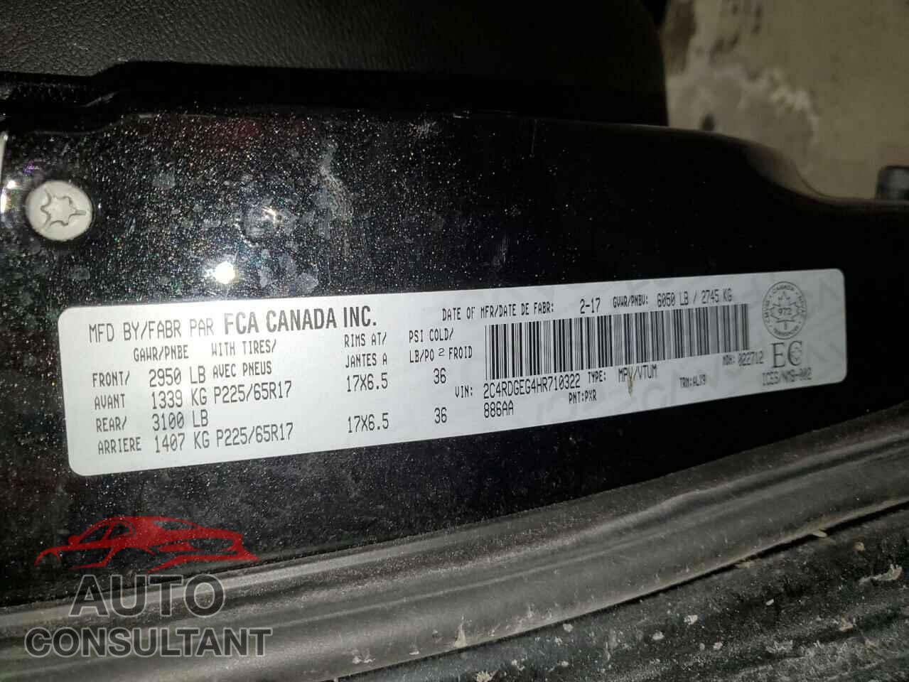 DODGE CARAVAN 2017 - 2C4RDGEG4HR710322