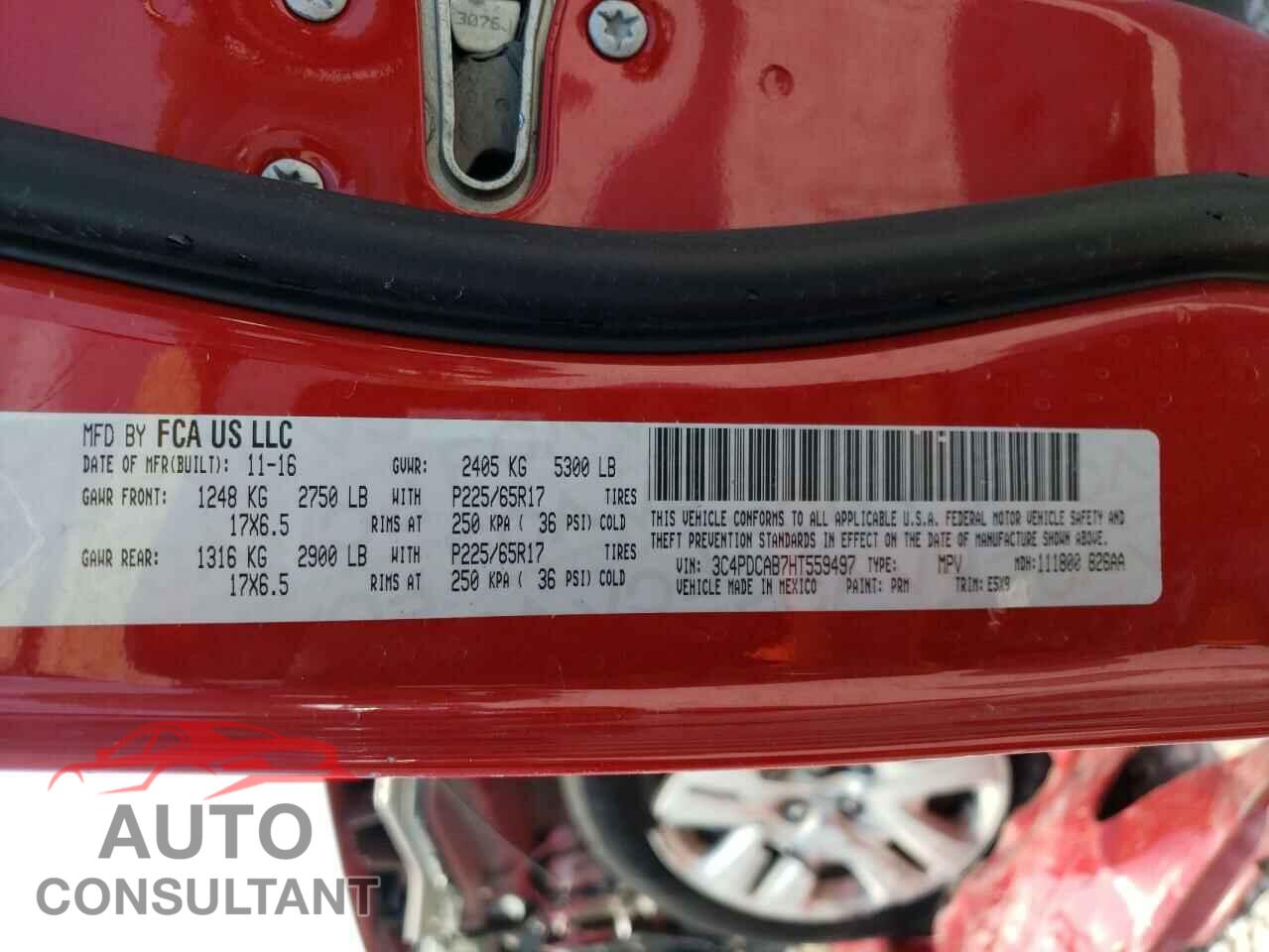 DODGE JOURNEY 2017 - 3C4PDCAB7HT559497