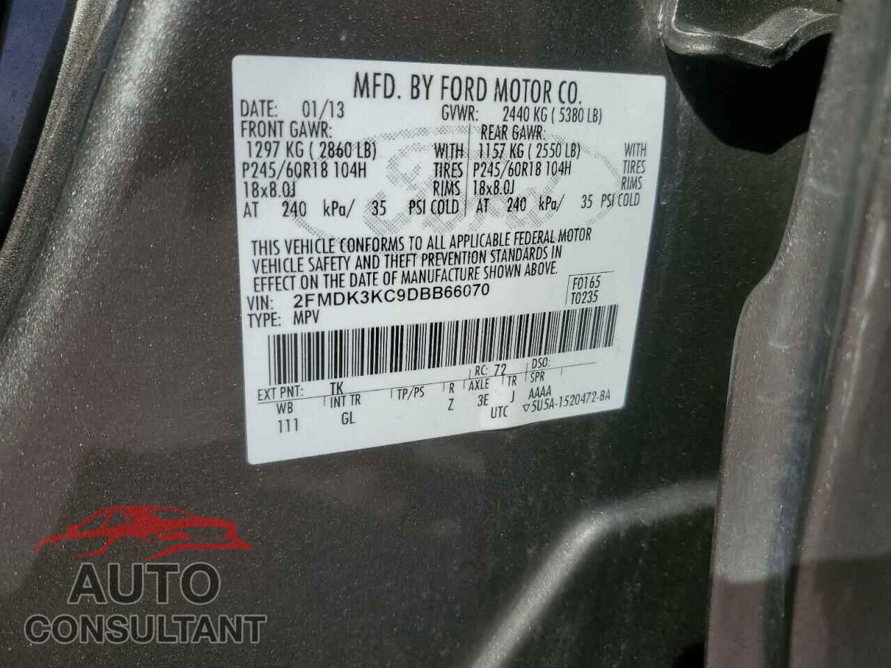 FORD EDGE 2013 - 2FMDK3KC9DBB66070