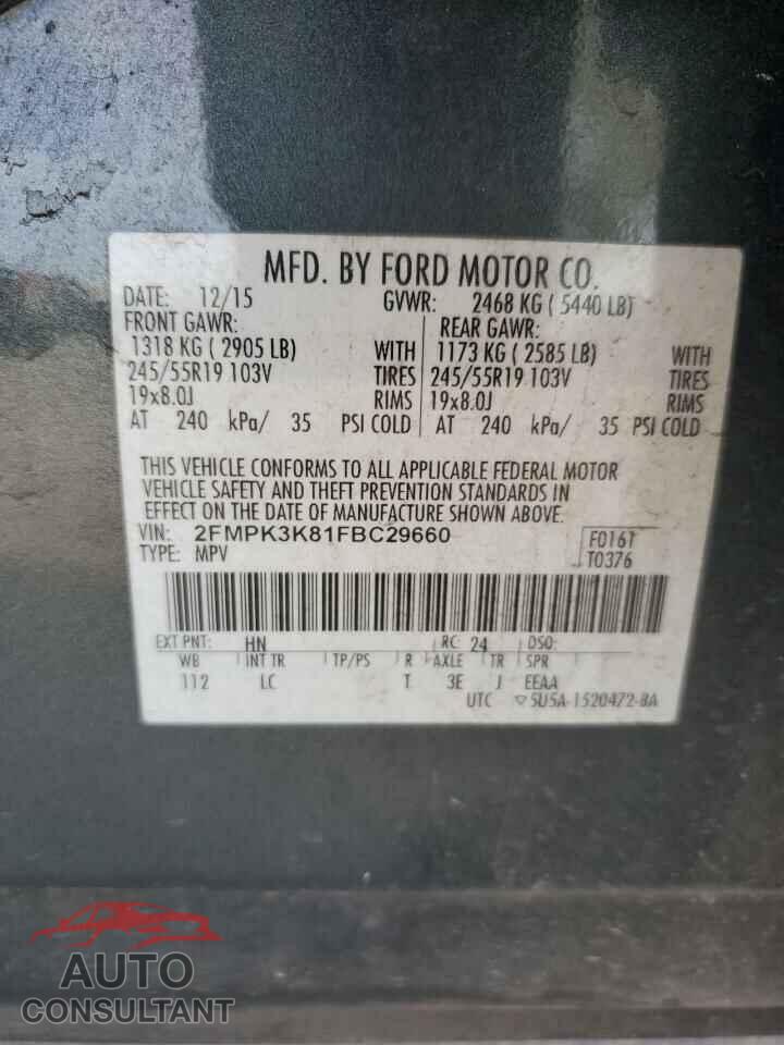 FORD EDGE 2015 - 2FMPK3K81FBC29660