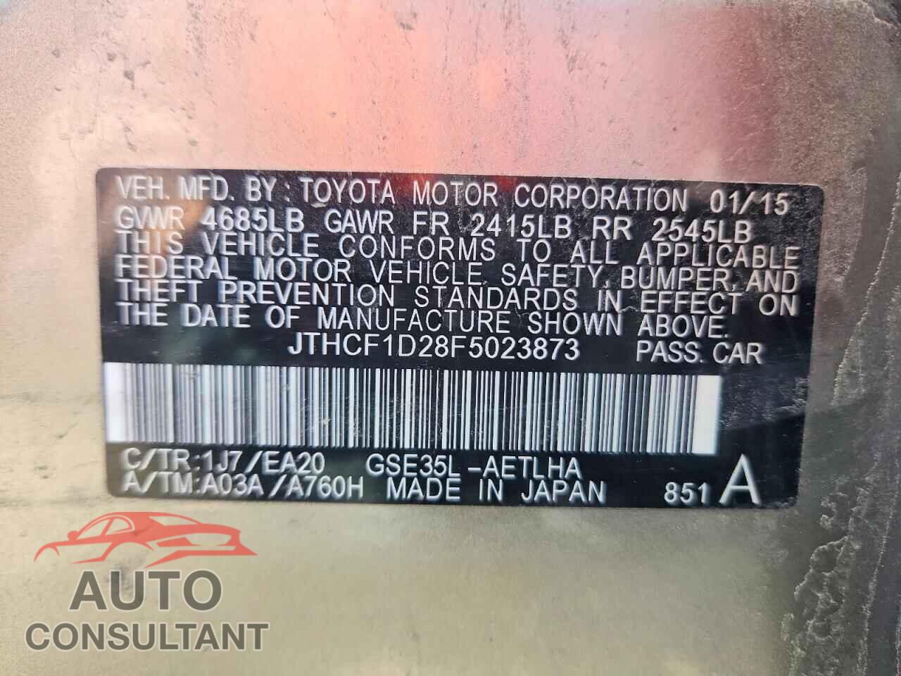 LEXUS IS 2015 - JTHCF1D28F5023873