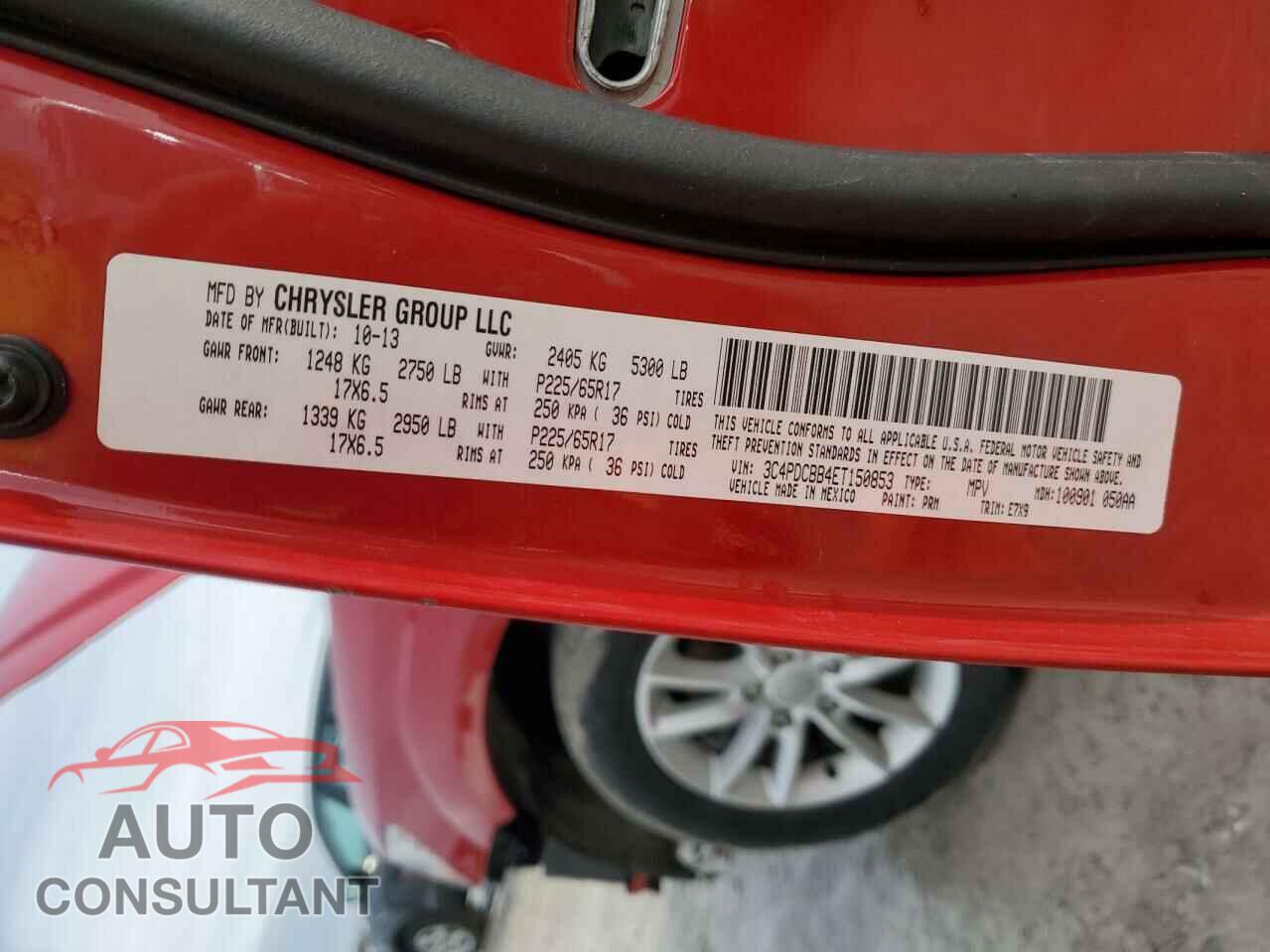 DODGE JOURNEY 2014 - 3C4PDCBB4ET150853