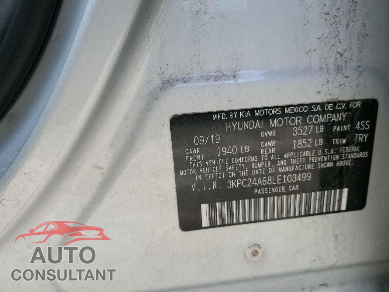 HYUNDAI ACCENT 2020 - 3KPC24A68LE103499