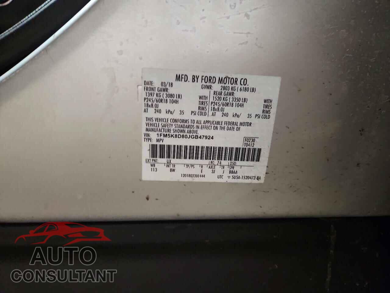 FORD EXPLORER 2018 - 1FM5K8D80JGB47924