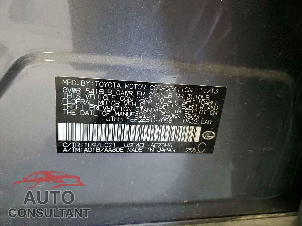 LEXUS LS460 2014 - JTHBL5EF2E5127058